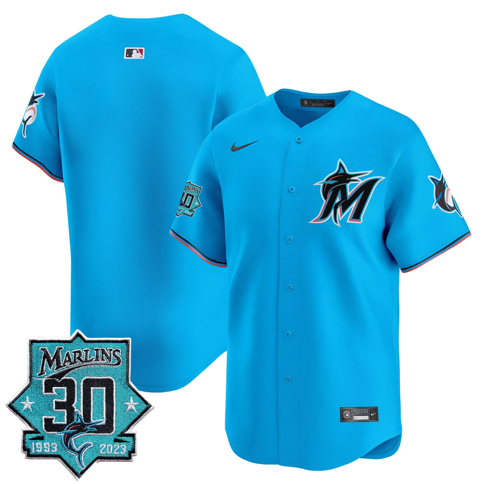 Men's Miami Marlins 30 Seasons Anniversary Patch Vapor Premier Limited Jersey ?All Stitched
