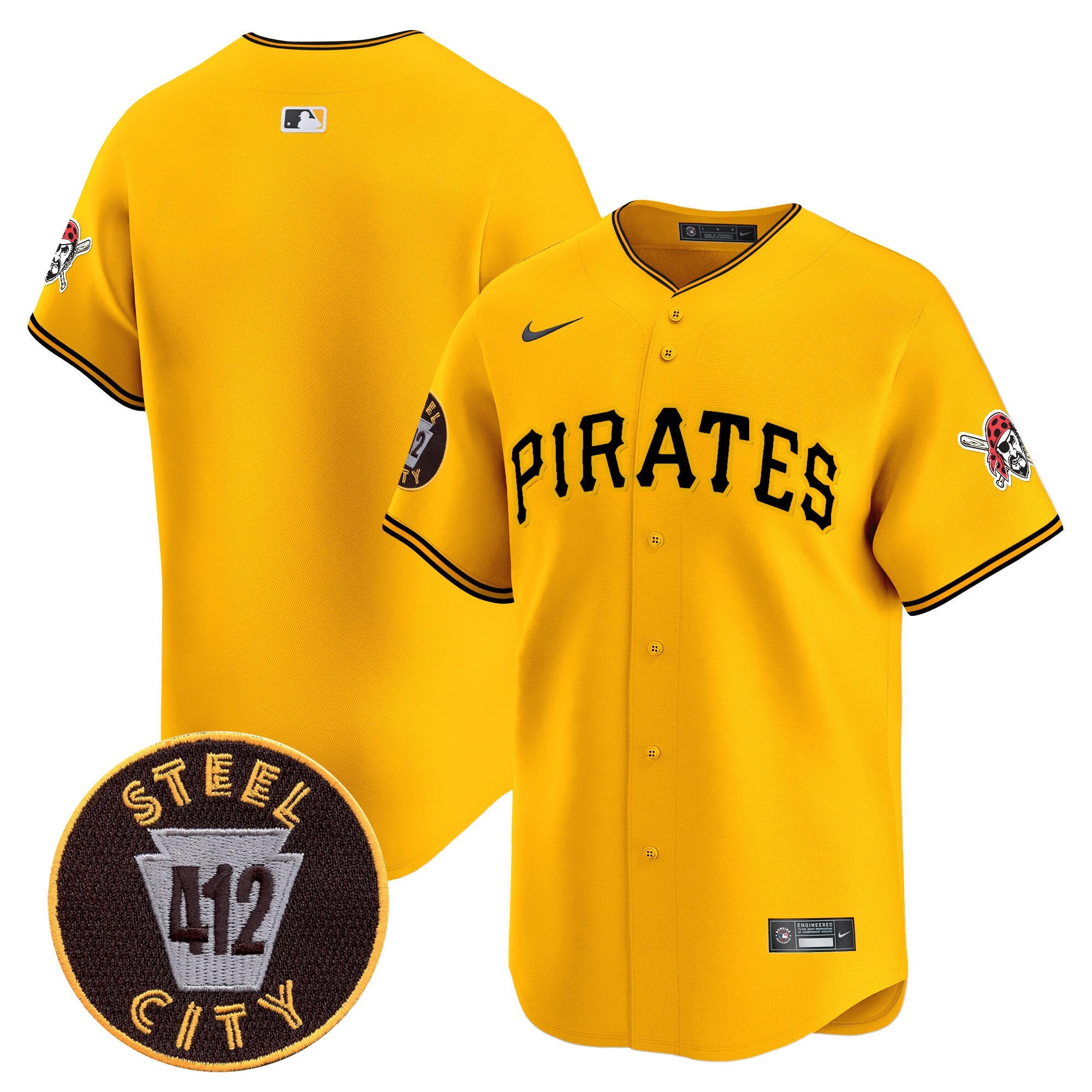 Men's Pittsburgh Pirates 412 Patch Vapor Premier Limited Jersey V3 - All Stitched