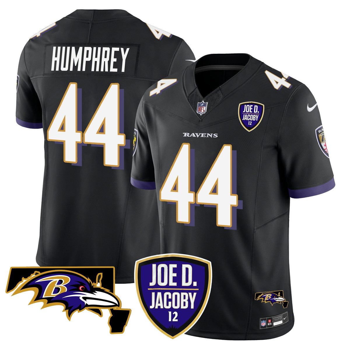 Men's Ravens Joe D & Jacoby Patch Vapor Limited Jersey - All Stitched