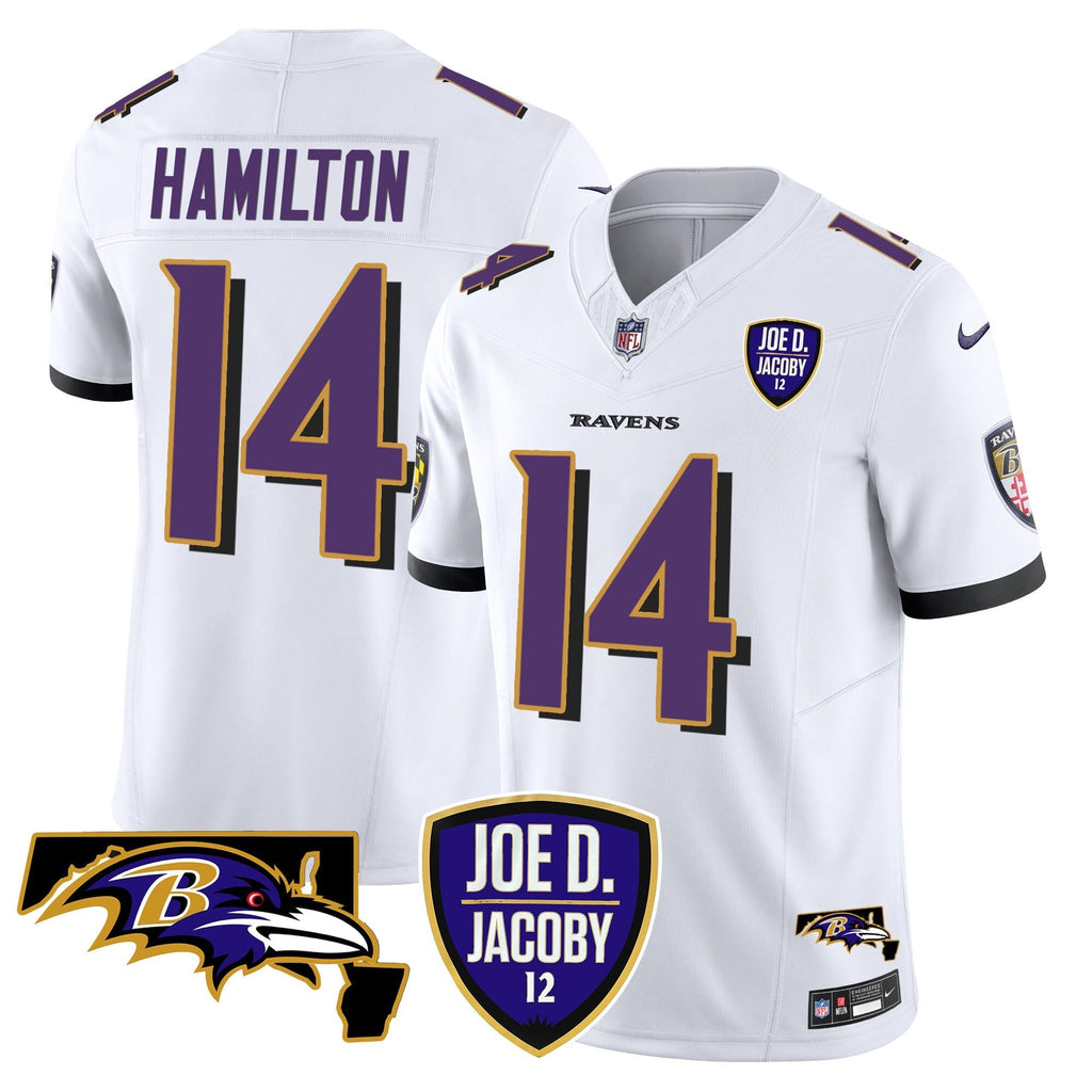 Men's Ravens Joe D & Jacoby Patch Vapor Limited Jersey - All Stitched