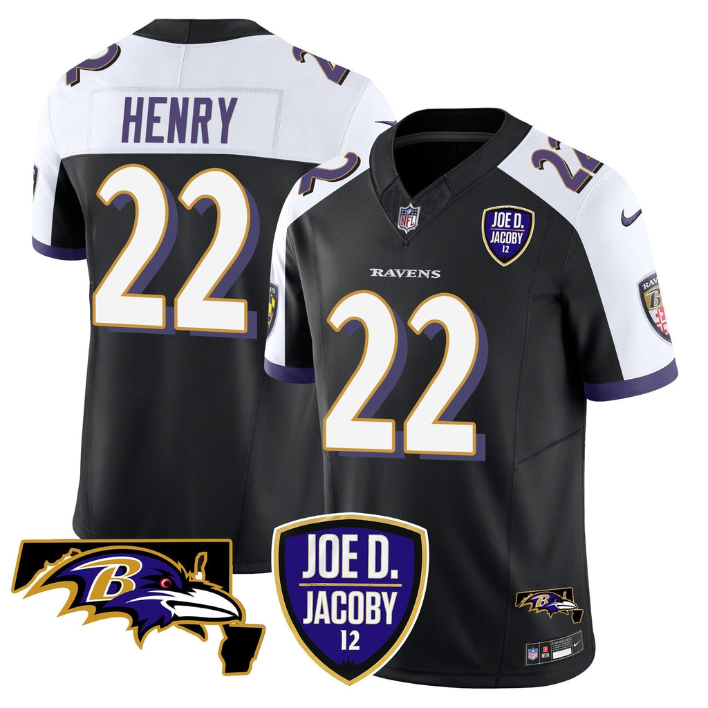 Men's Ravens Joe D & Jacoby Patch Vapor Limited Jersey - All Stitched