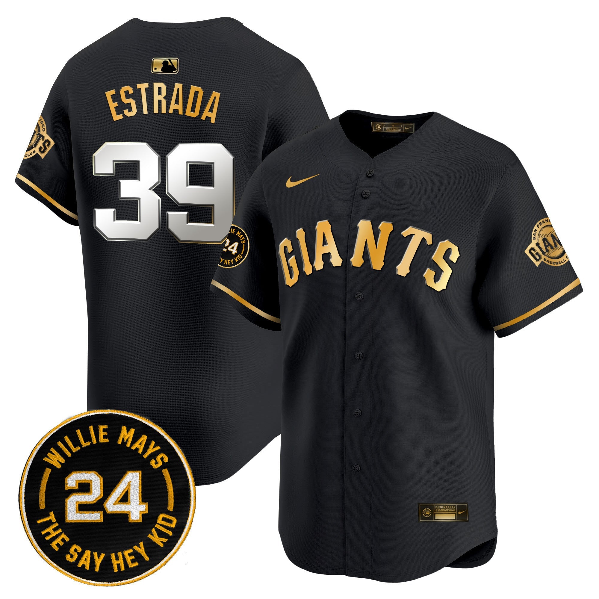 Men's San Francisco Giants 2024 Willie Mays Patch Vapor Premier Limited Jersey - All Stitched